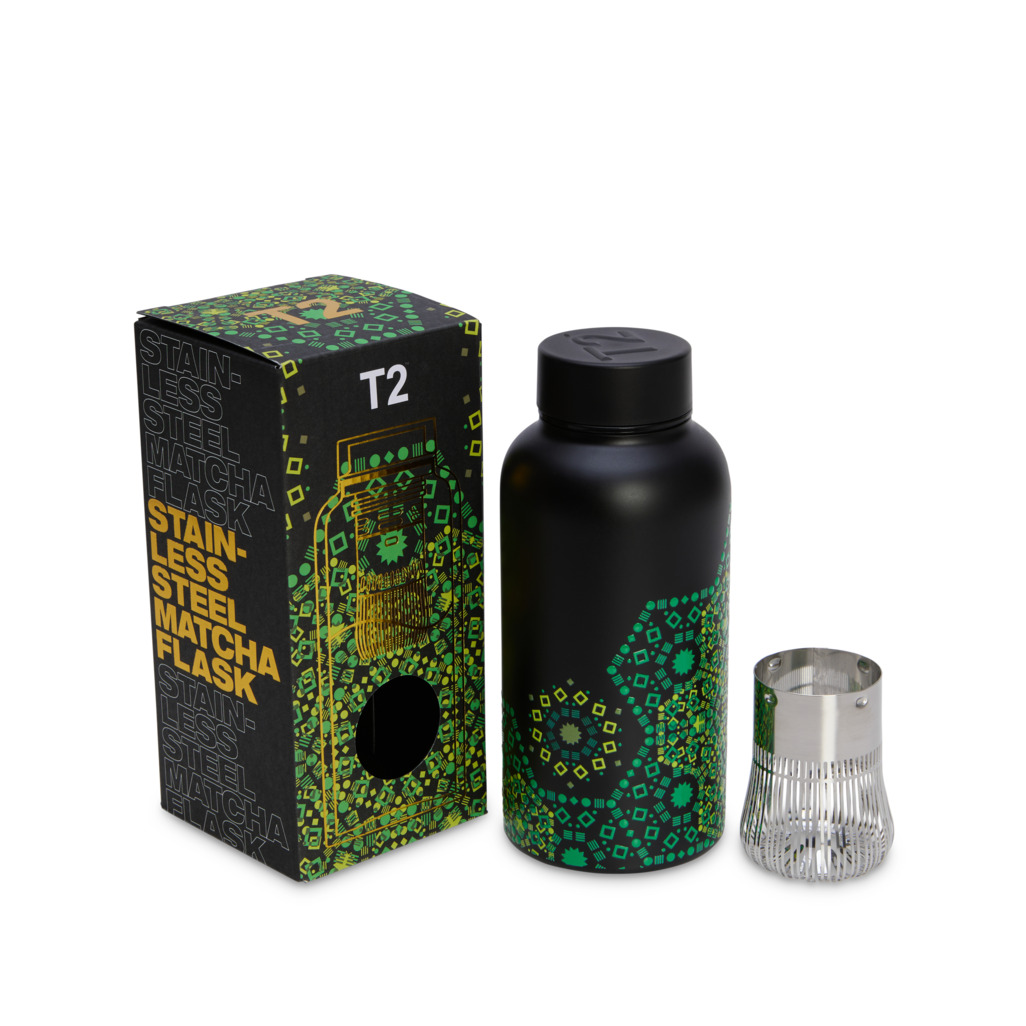 T2 Boxed Stainless Steel Matcha Flask Moroccan Tealeidoscope image number 1