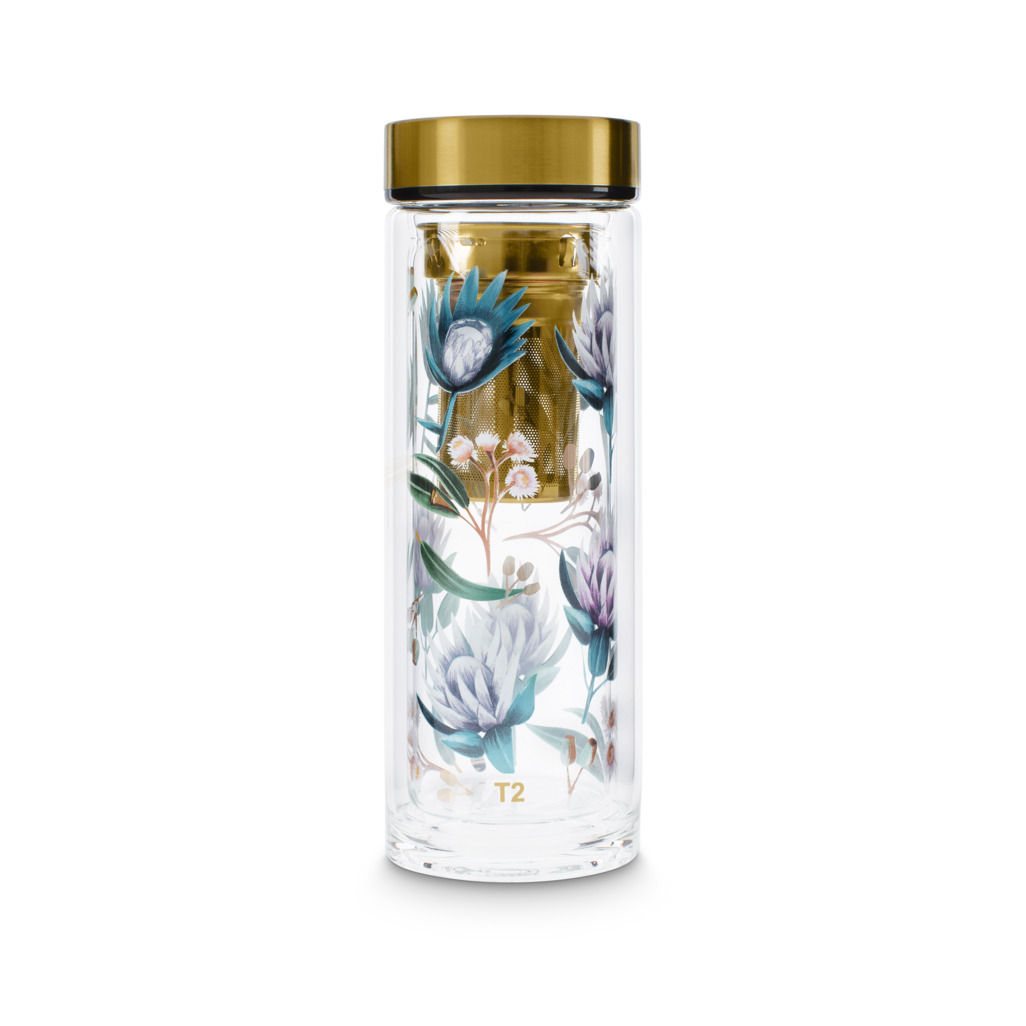 T2 Boxed Double Walled Glass Flask Luscious Protea image number 0