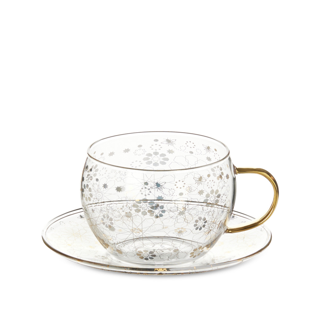 Bee Moroccan Glass Cup & Saucer image number 0