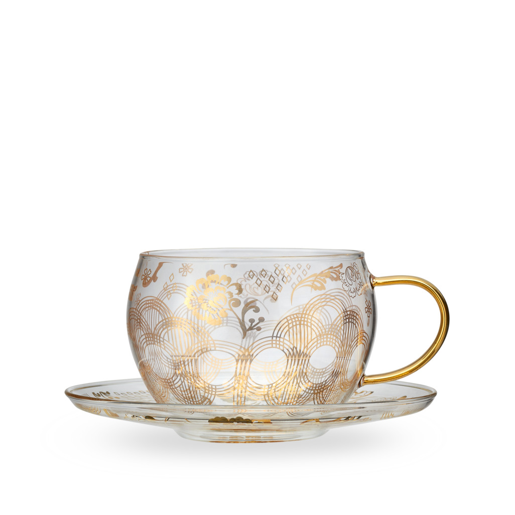 Deco Dazzler Glass Cup & Saucer image number 1