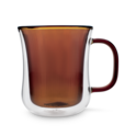 Ribbed Double Walled Glass Mug Amber image number 1