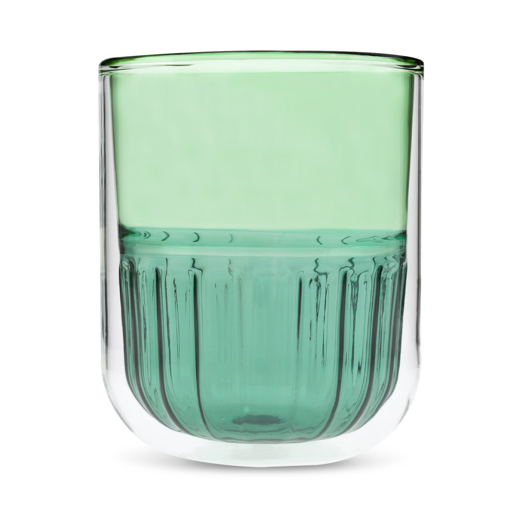 Colour Splice Glass Tumbler Short - Green/Blue image number 1