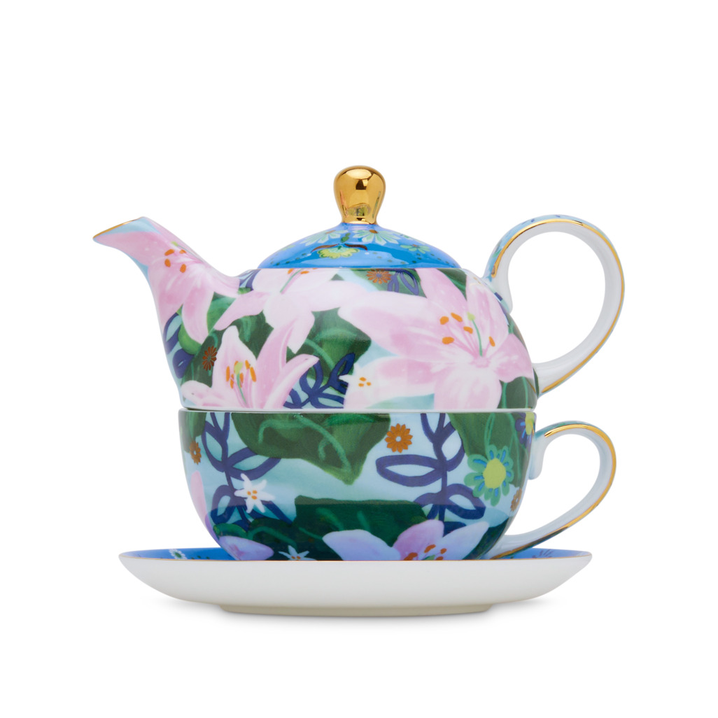 Boxed Bing Bang Bloom Tea For One Pink Aqua Shop all Teawares T2