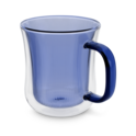 Ribbed Double Walled Glass Mug Blue image number 3