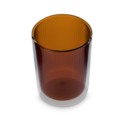 Ribbed Double Walled Glass Tumbler Short Amber image number 2