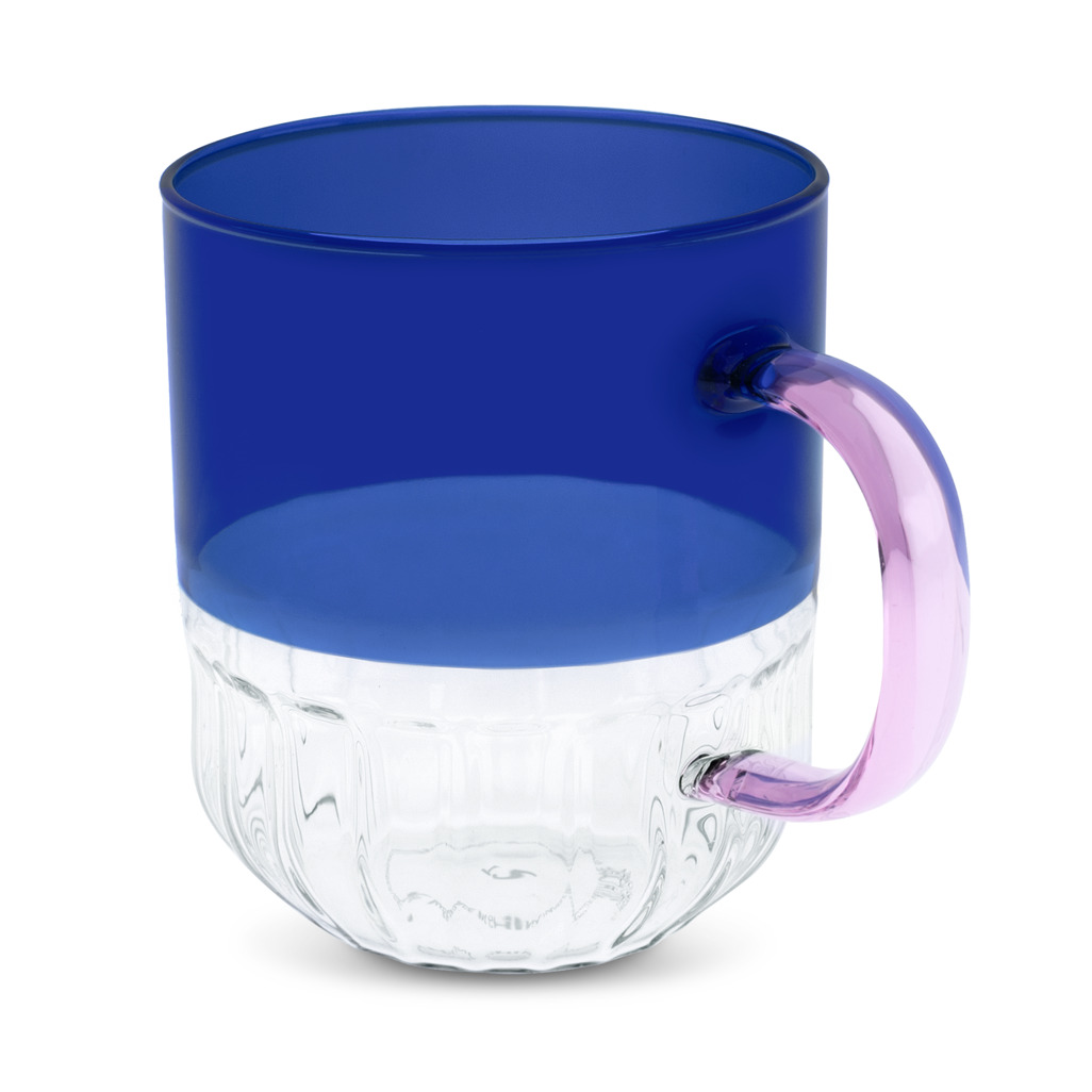 Colour Splice Glass Mug - Pink/Blue image number 3