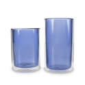 Ribbed Double Walled Glass Tumbler Tall Blue image number 4