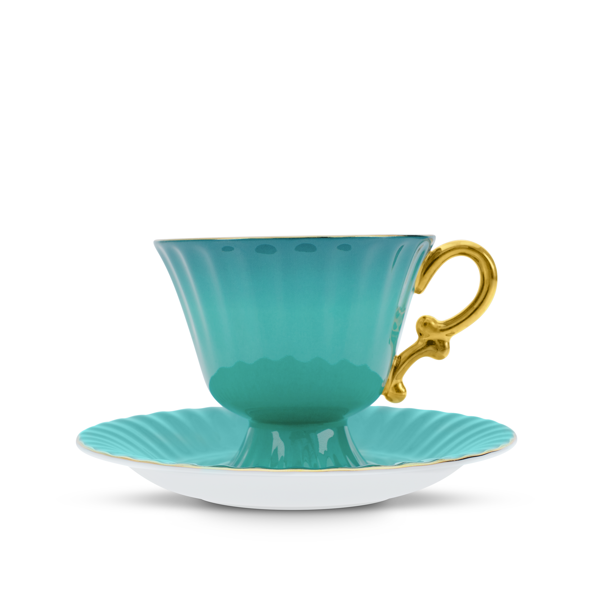 Ombre Opulence Cup and Saucer Peacock