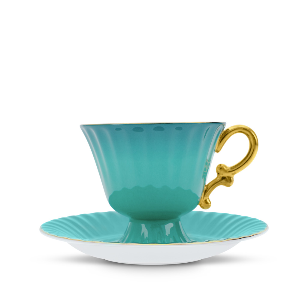 Ombre Opulence Cup & Saucer Peacock image number 1
