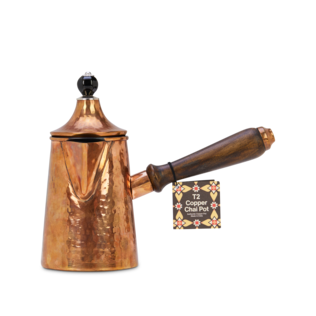 Copper Chai Pot With Black Lid Detail