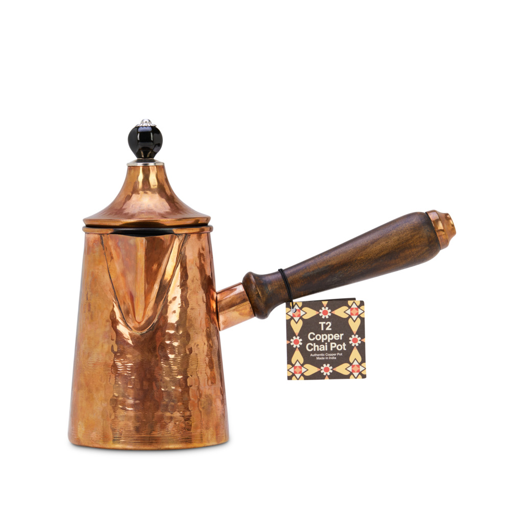 Copper Chai Pot With Black Lid Detail Teapots T2 Australia
