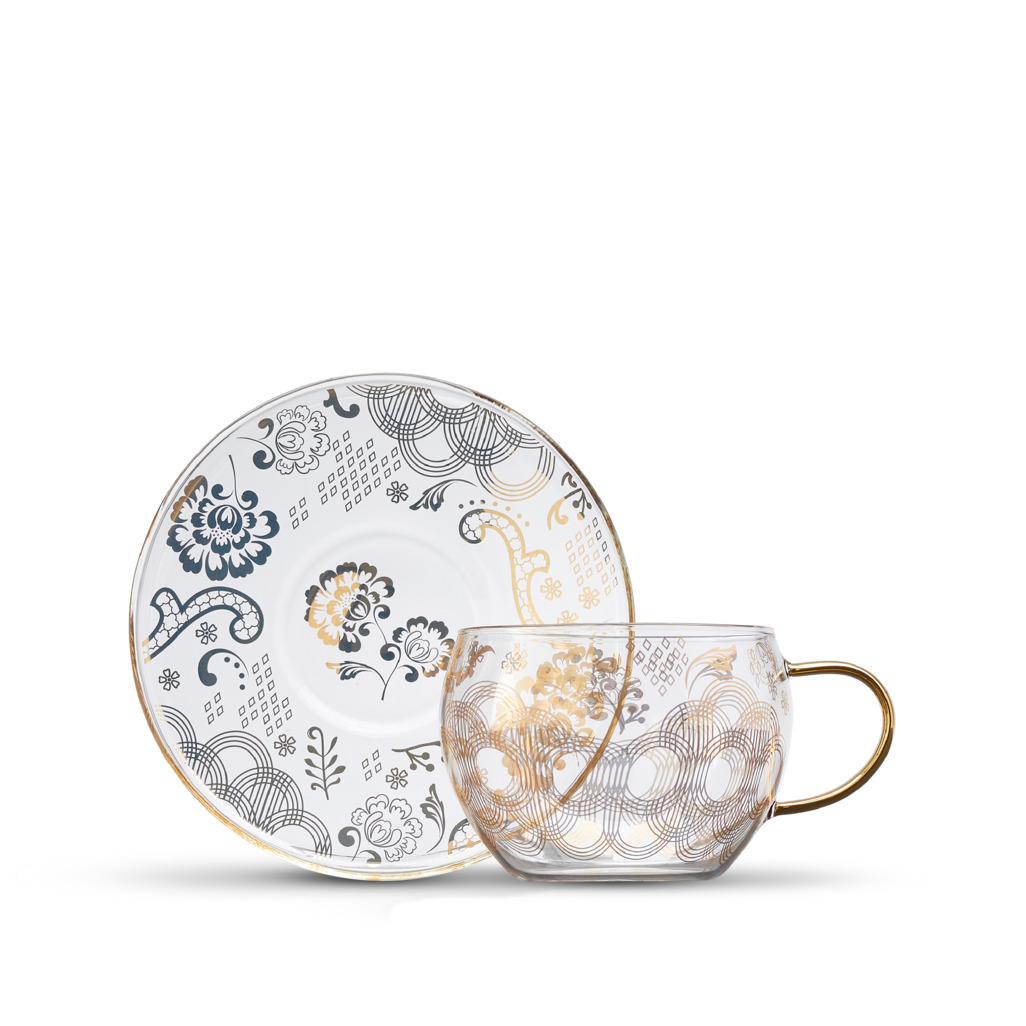 Deco Dazzler Glass Cup & Saucer image number 5