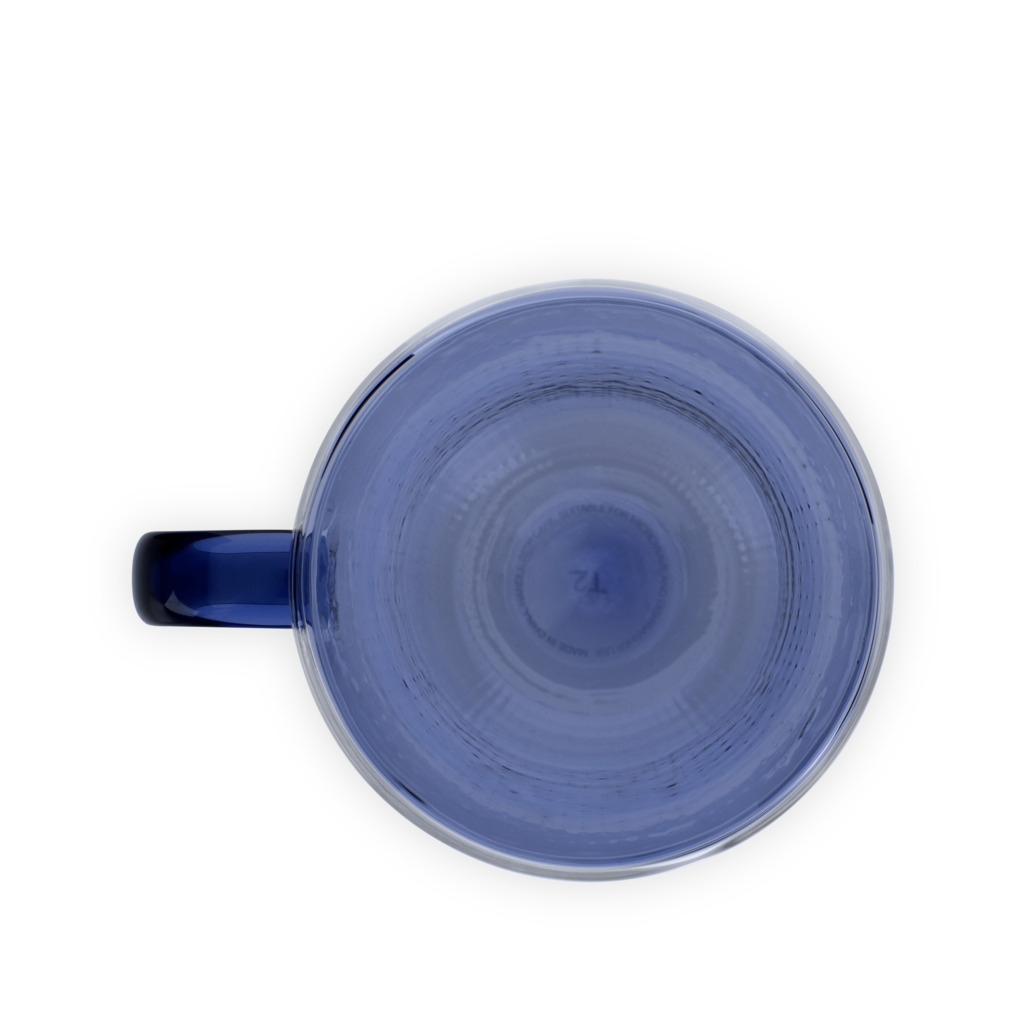 Ribbed Double Walled Glass Mug Blue image number 5