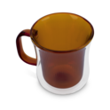 Ribbed Double Walled Glass Mug Amber image number 2