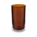 Ribbed Double Walled Glass Tumbler Tall Amber image number 0