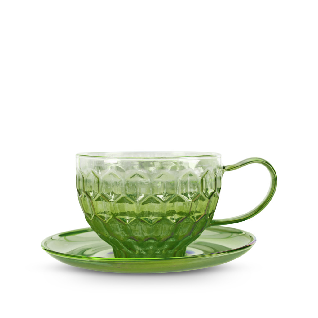 Green glass tea cups deals