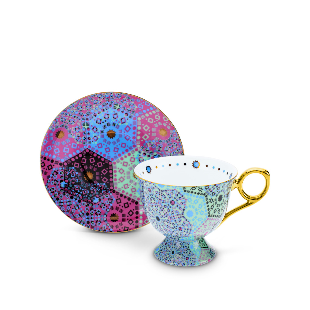 Moroccan Tealeidoscope Aqua Cup & Saucer Tall image number 5