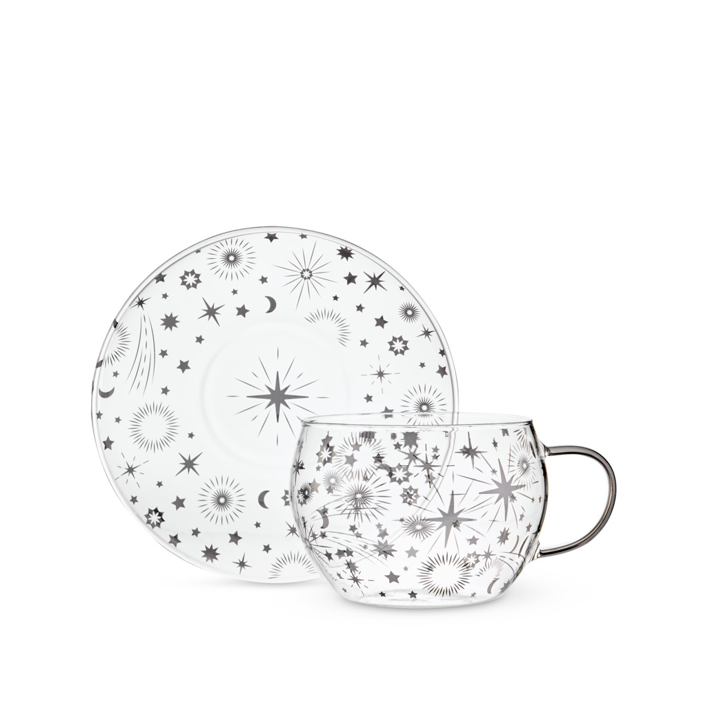Starlight Glass Cup & Saucer image number 0
