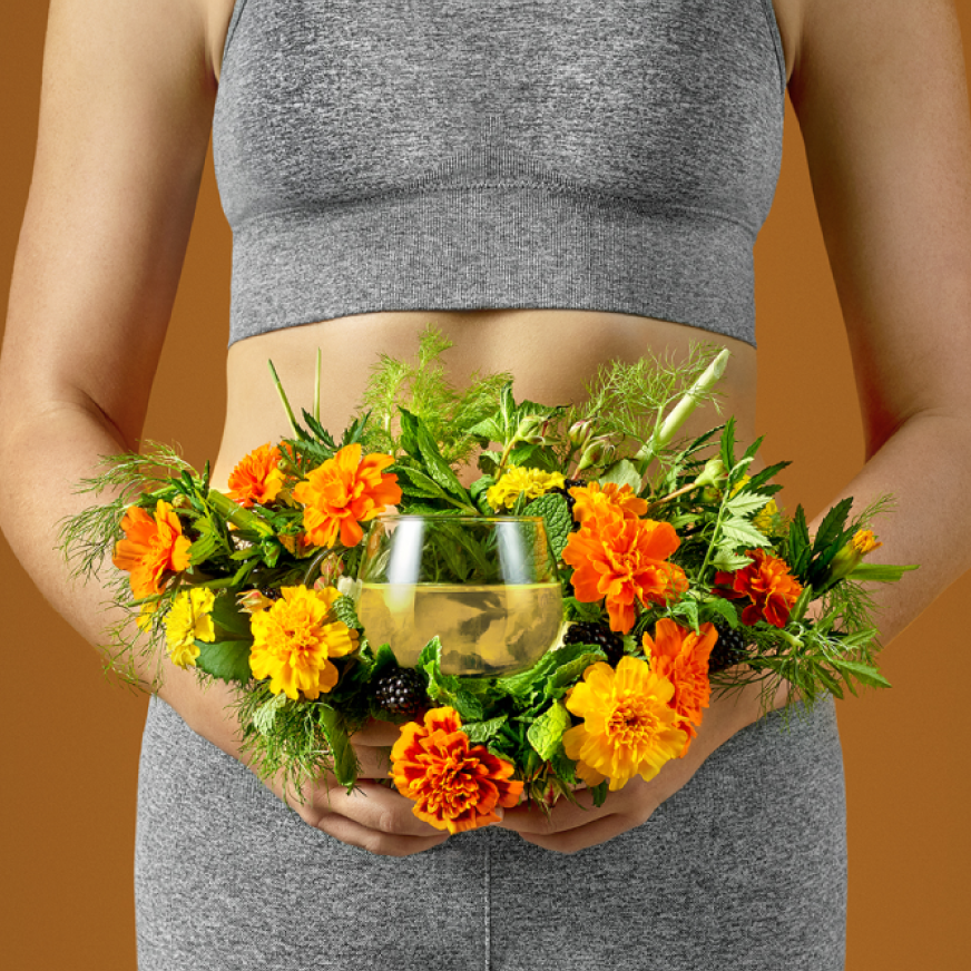 Bouquet of flowers and a teacup