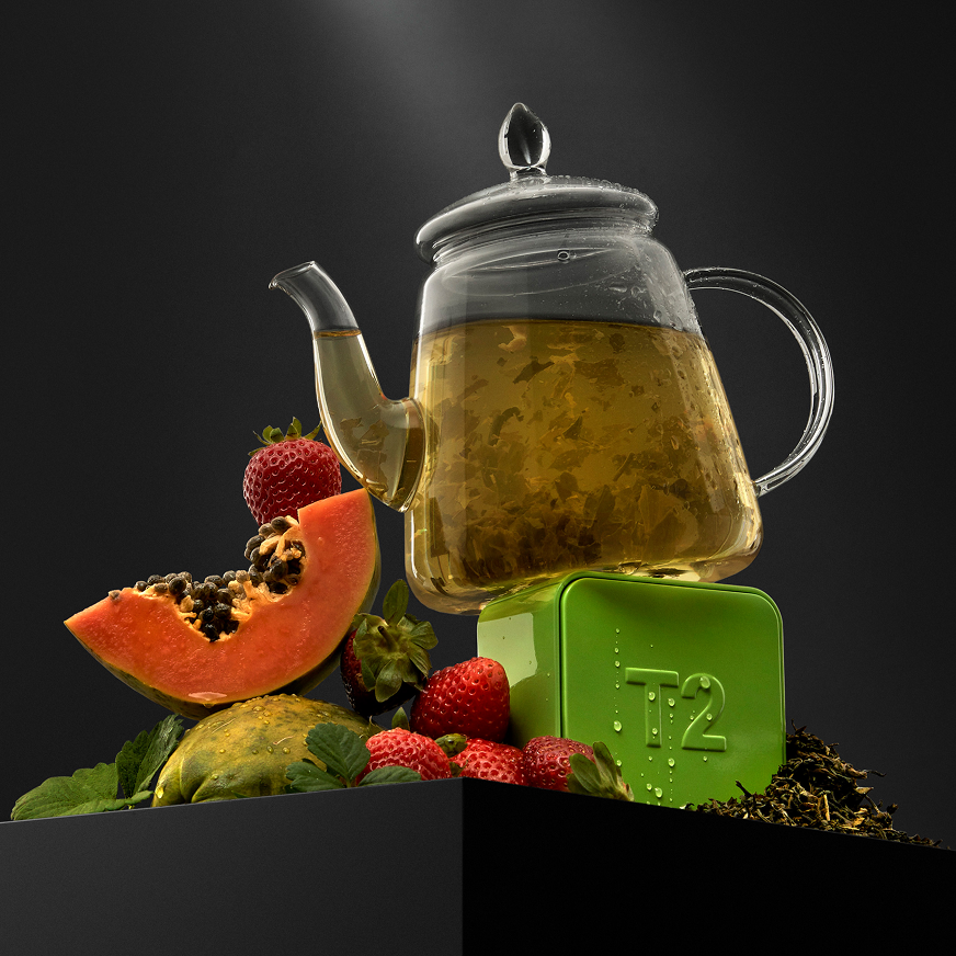 Green tea on top fruit
