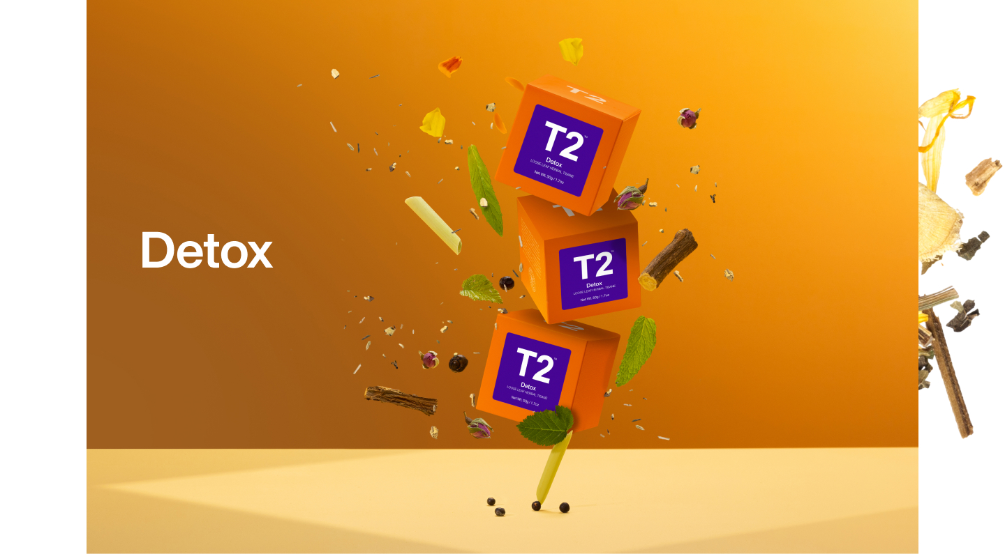 T2 Detox tea boxes stacked on top of each other