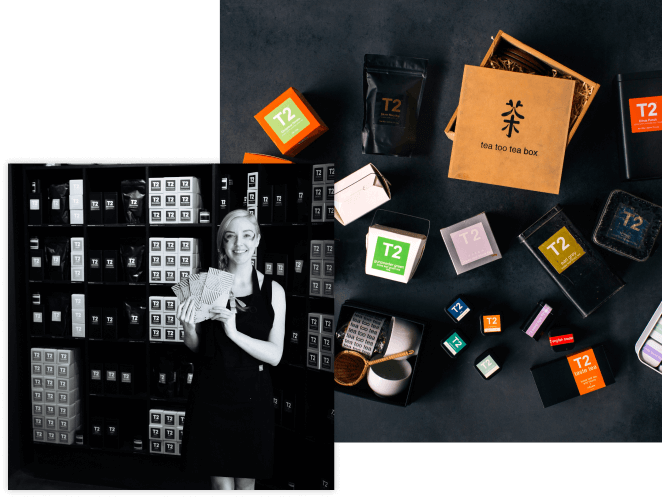 Colourful T2 Products on a dark background