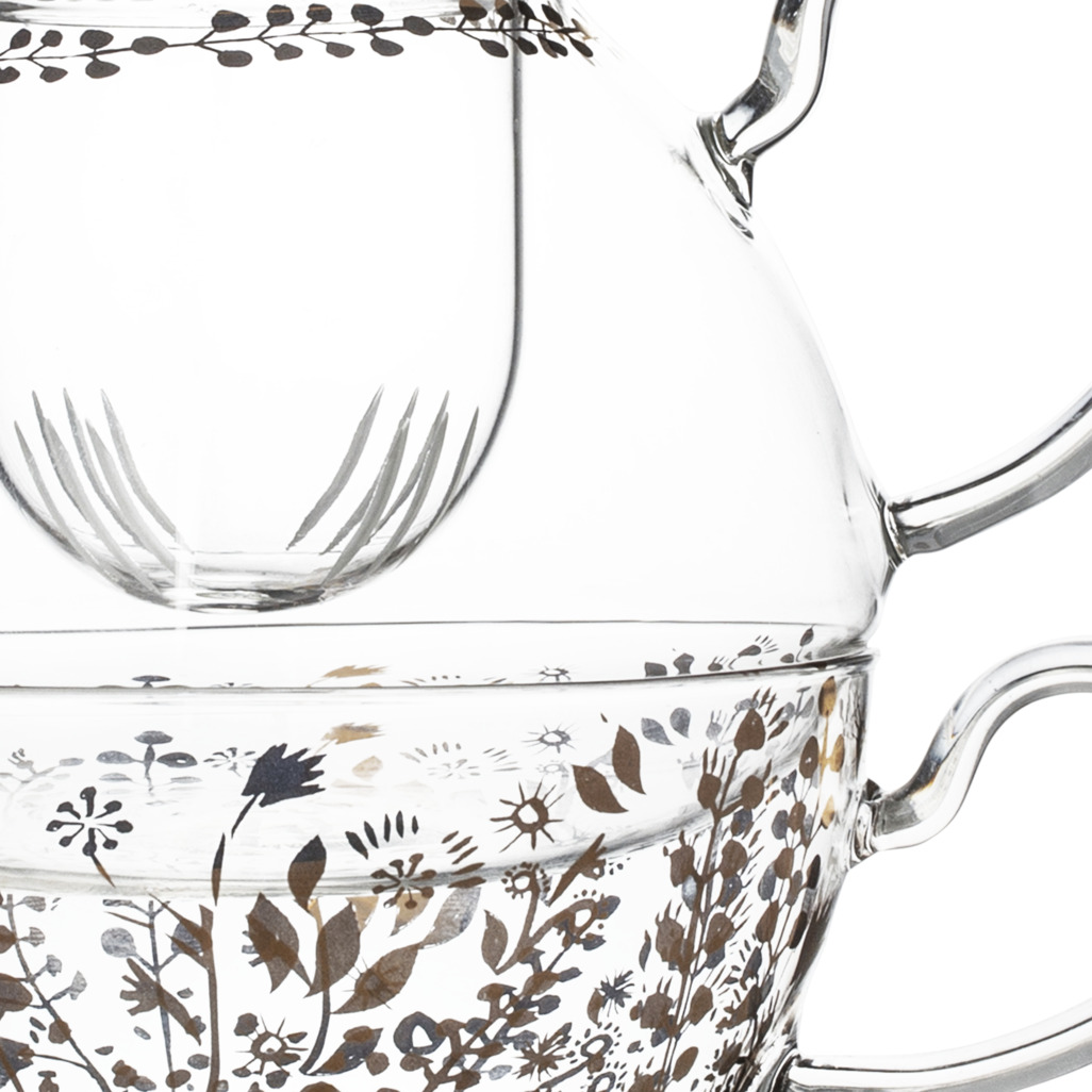 Blooming Flowers Glass Tea For One image number 1