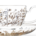 Blooming Flowers Glass Cup and Saucer image number 1