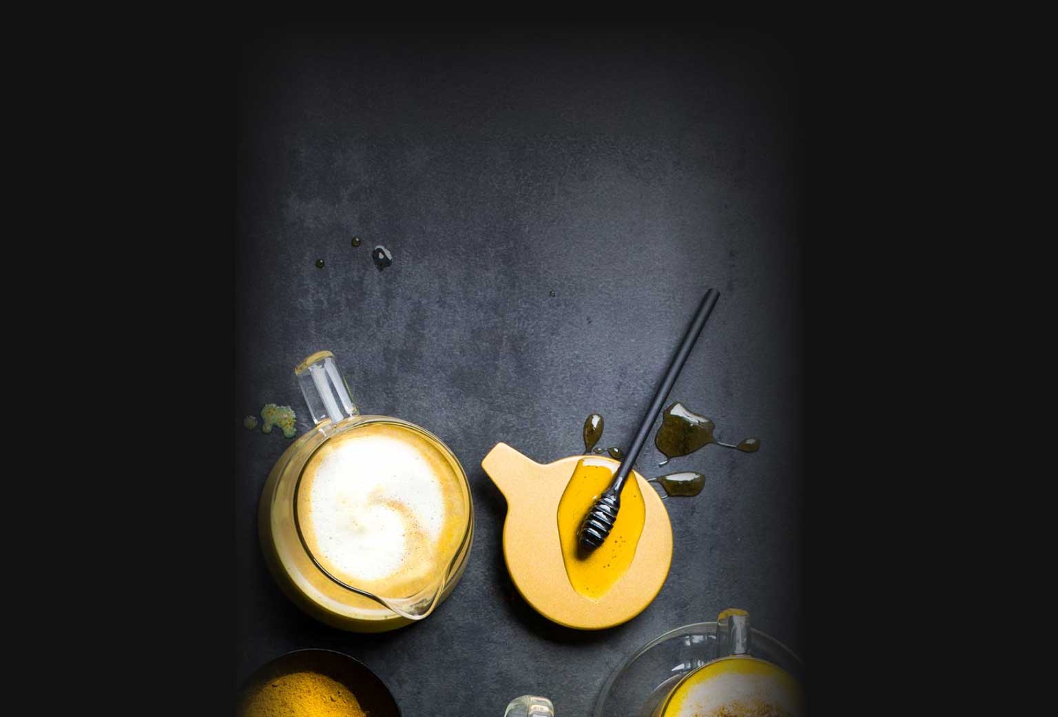 Tea latte ingredients with T2 Little Bag of Gold