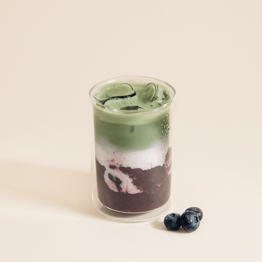 How to make iced blueberry matcha latte