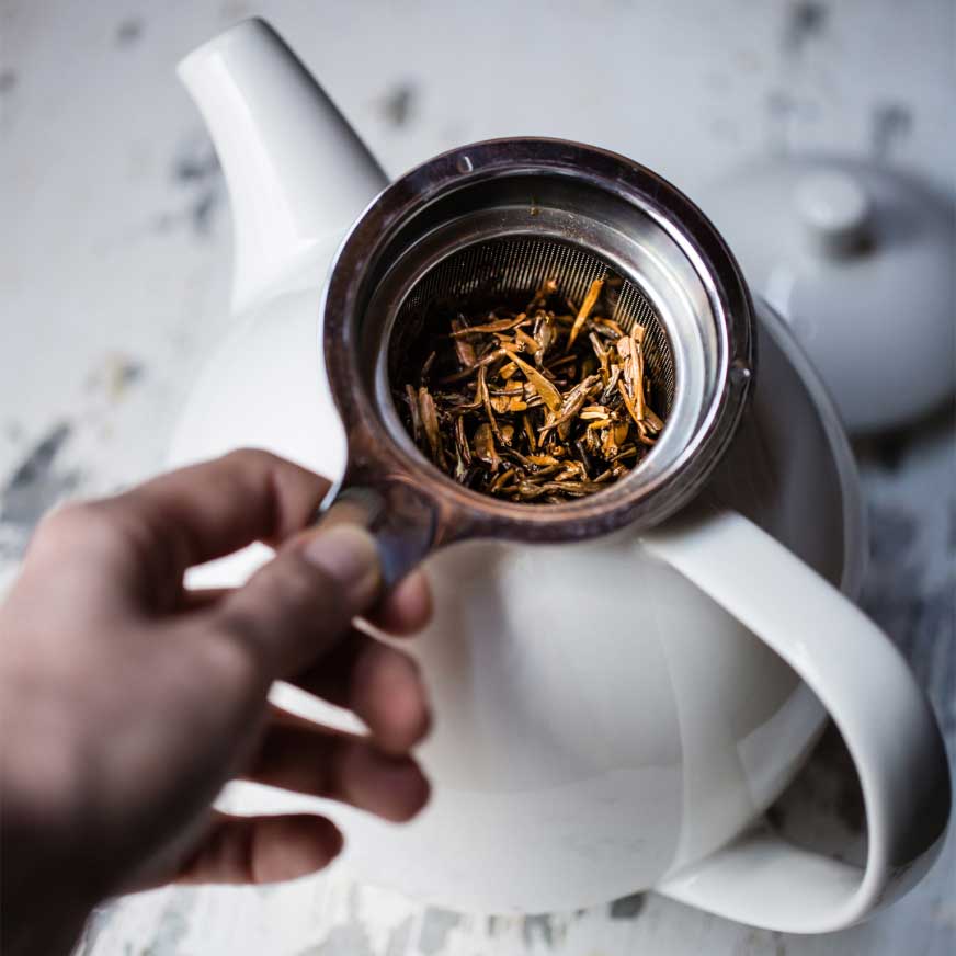 Tea brewing in a teapot