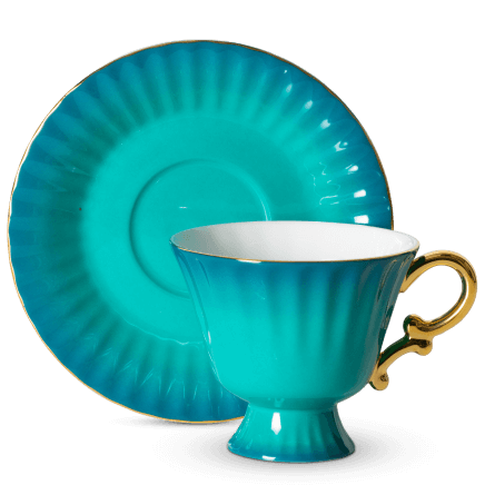 Ombre Opulence Cup And Saucer Peacock