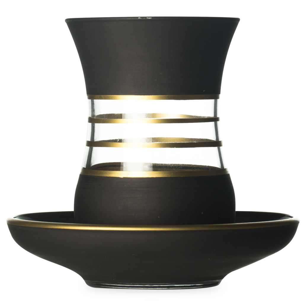 Twinkling Twilight Renova Matte Black Teaglass With Saucer image number 0