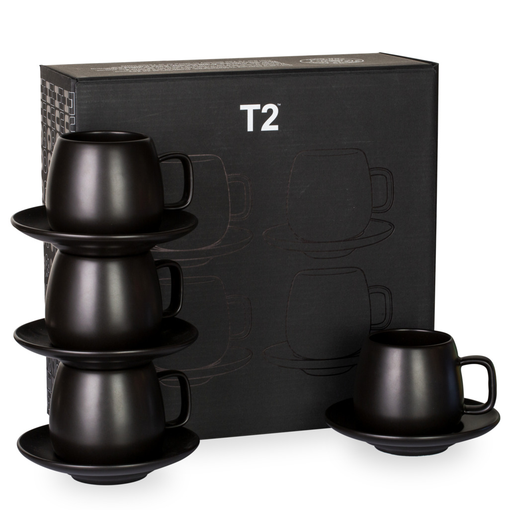 T2 Teaset Hugo Black Cup and Saucer 4 Pack image number 0