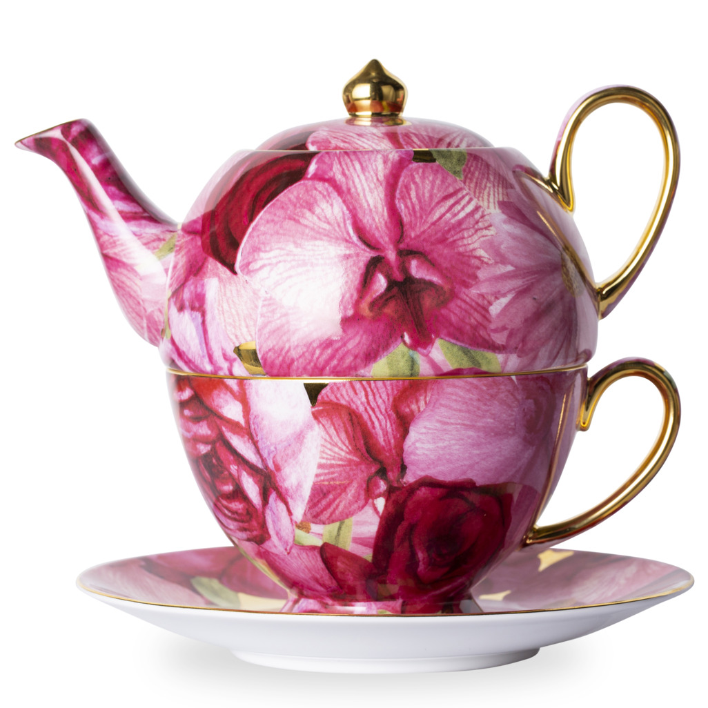 Porcelain Pink Orchid Teapot 