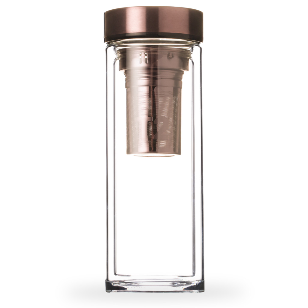 T2 Double Walled Glass Rose Gold Flask image number 0