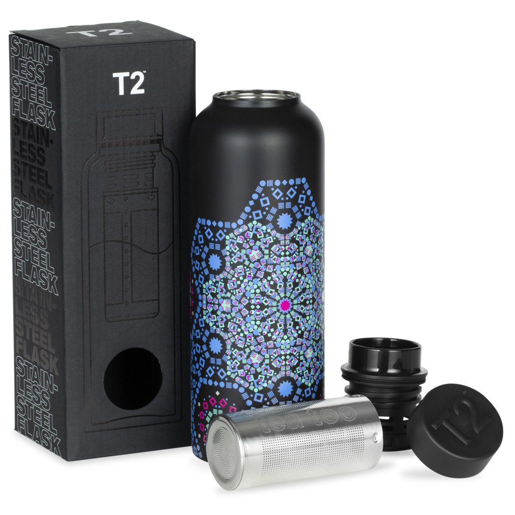 T2 Stainless Steel Flask Moroccan Tealeidoscope Black image number 1