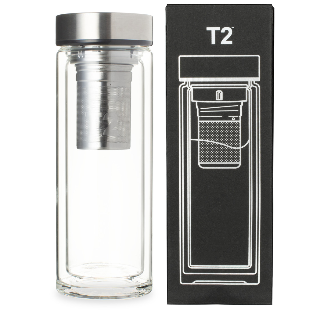 T2 Double Walled Glass Silver Flask image number 3