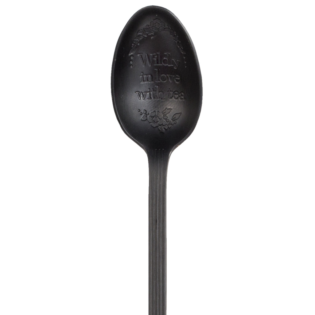 Black "Wildly In Love With Tea" Teaspoon image number 1
