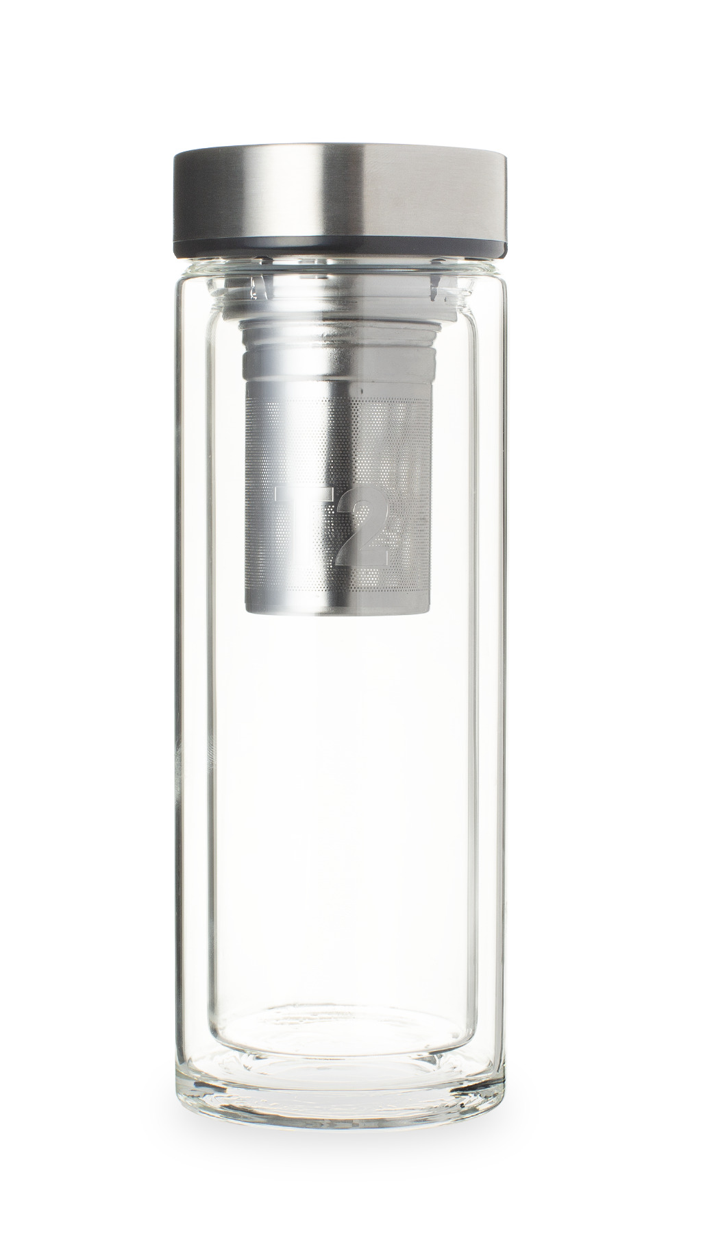 T2 Double Walled Glass Silver Flask image number 2