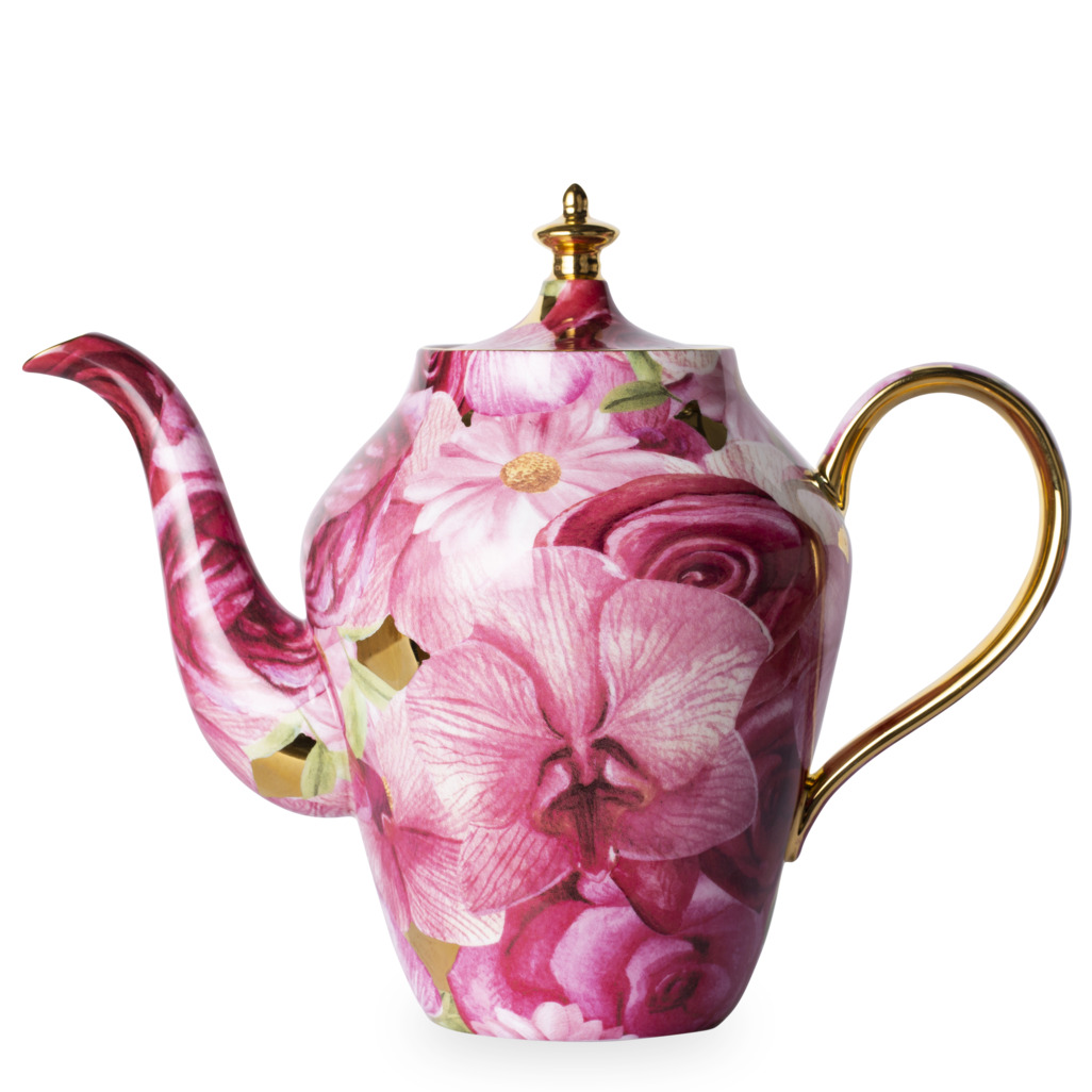 Porcelain Pink Orchid Teapot 