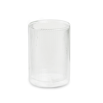 Ribbed Double Walled Glass Tumbler Short